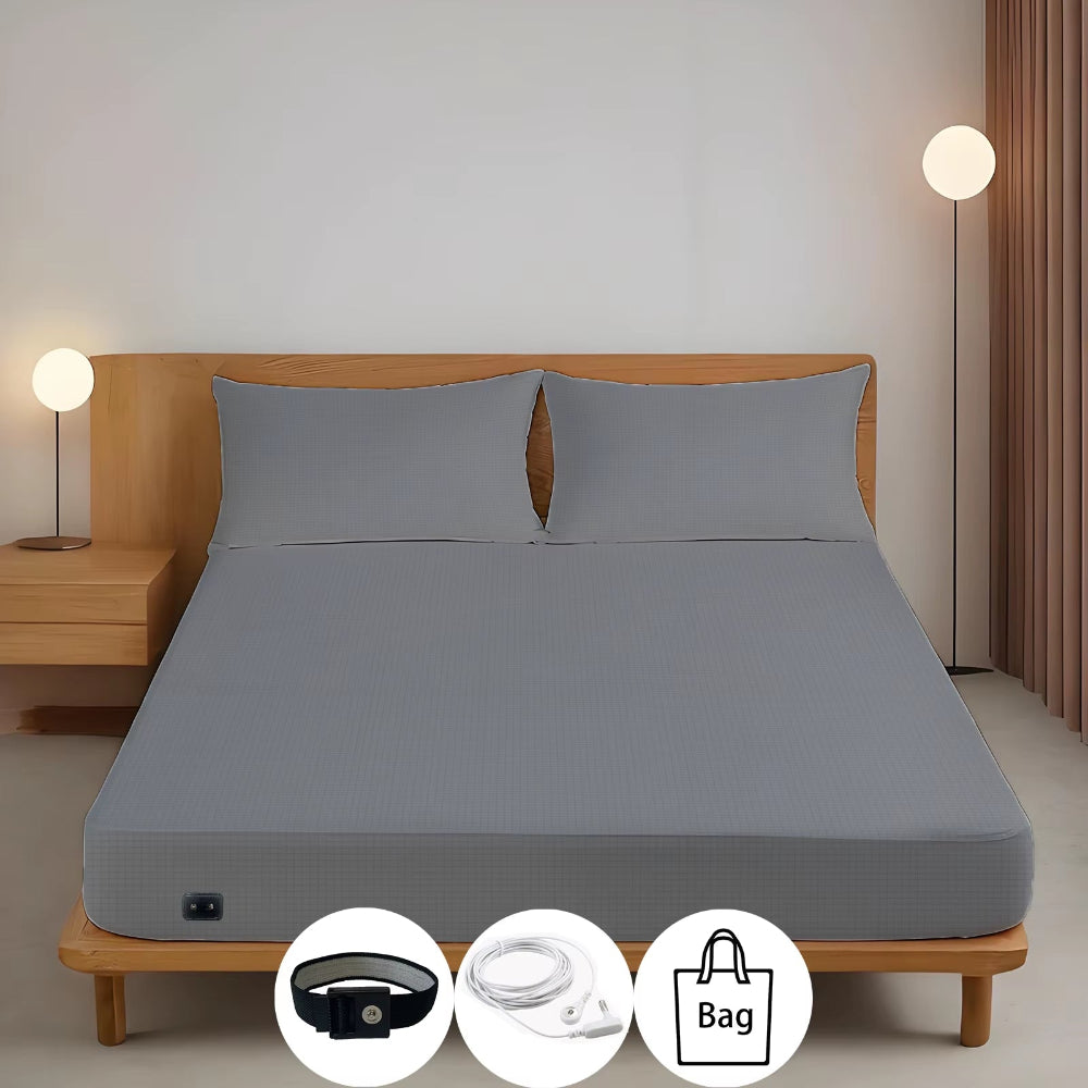 10% Silver Fiber Earthing Fitted Bed Sheets Conductive Grounded Bedsheet Anti-Esd Relieve Pressure Improve Health