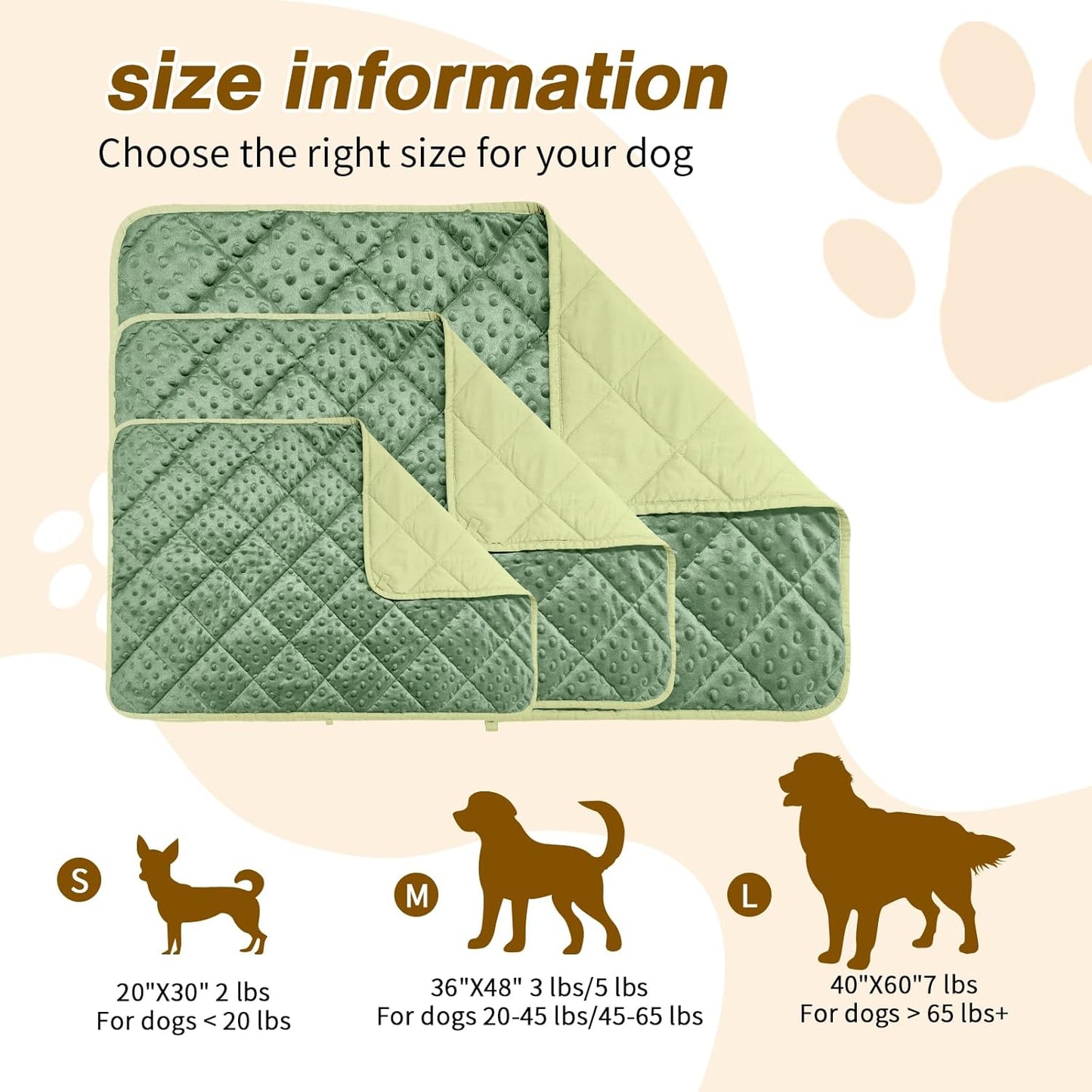 Weighted Blanket for Dogs, 5 Lb Thunder Blankets Shirt for Dogs, 36 X 48 Inch Medium Puppy Blanket for 45-65Lb, Weighted Pet Blankets for Thunderstorms, Fireworks and Construction Noise, Moss