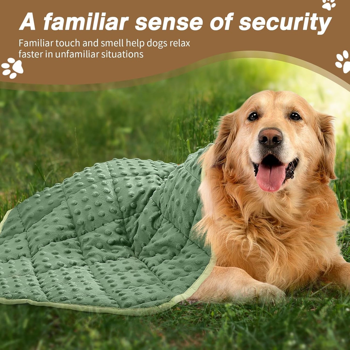 Weighted Blanket for Dogs, 5 Lb Thunder Blankets Shirt for Dogs, 36 X 48 Inch Medium Puppy Blanket for 45-65Lb, Weighted Pet Blankets for Thunderstorms, Fireworks and Construction Noise, Moss