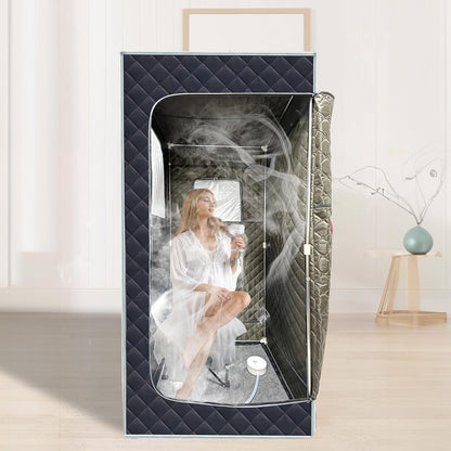 Large Portable Steam Room Sauna Tent, Sauna Box for Home with 3L 1000W Steamer Personal Sauna Room Full Body Home Spa Saunas for Indoor Use,With Folding Chair,Remote Control