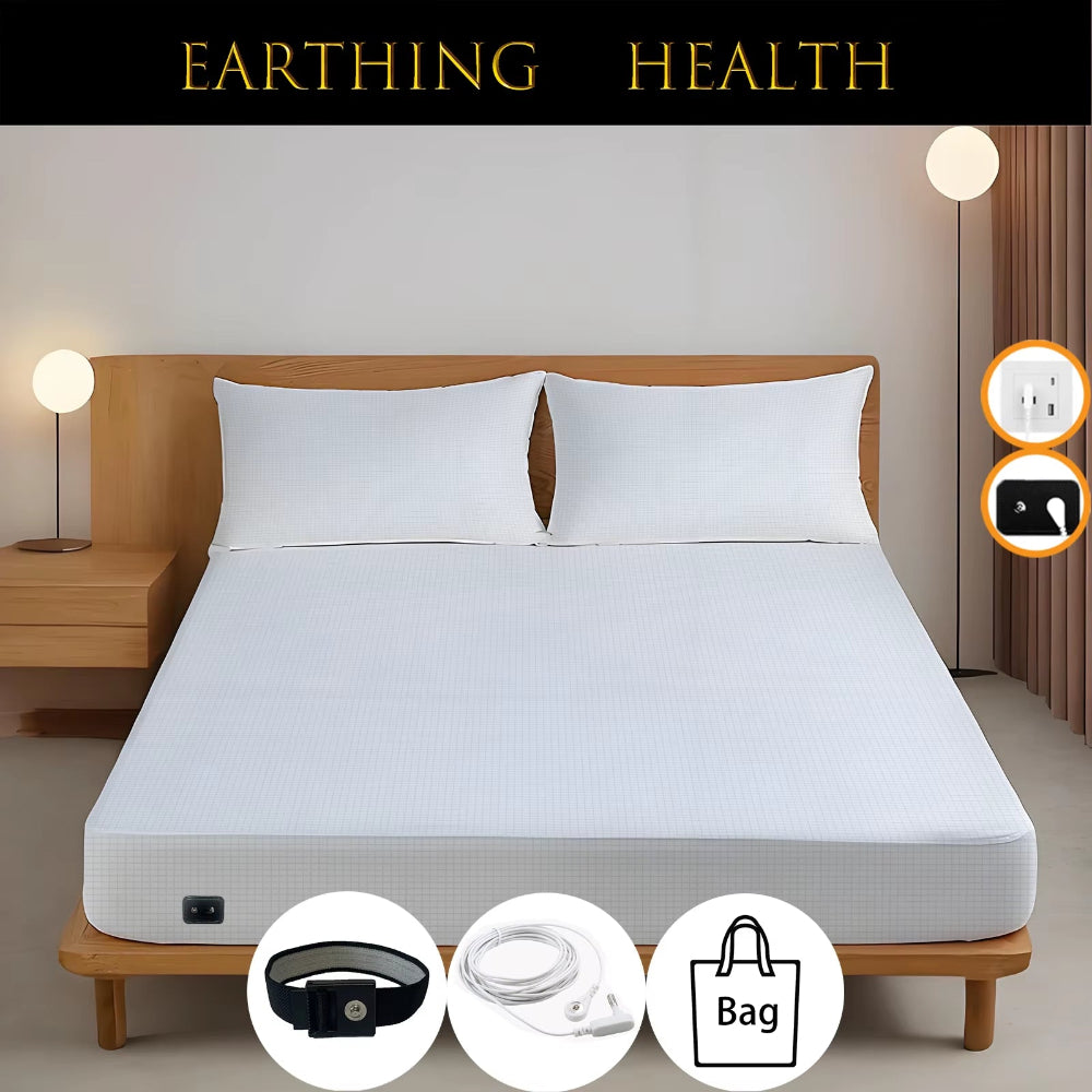 10% Silver Fiber Earthing Fitted Bed Sheets Conductive Grounded Bedsheet Anti-Esd Relieve Pressure Improve Health