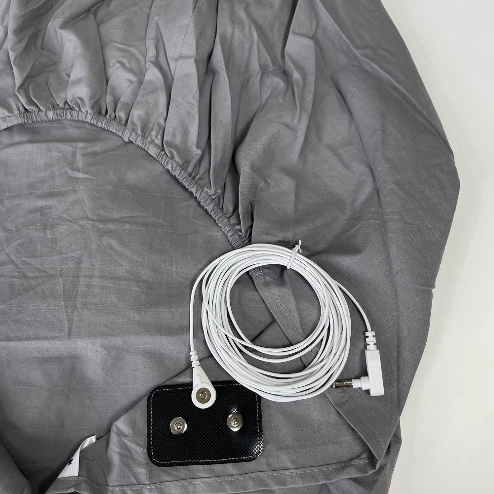 10% Silver Fiber Earthing Fitted Bed Sheets Conductive Grounded Bedsheet Anti-Esd Relieve Pressure Improve Health