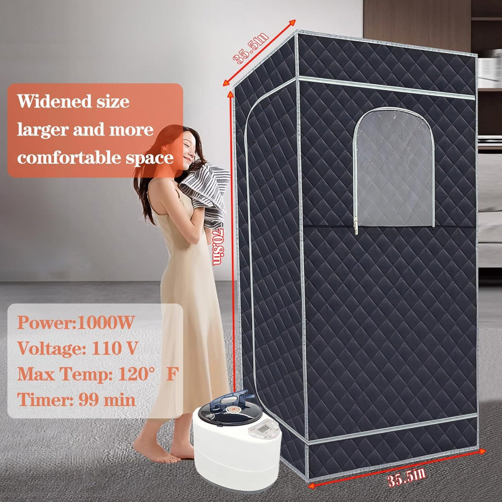 Large Portable Steam Room Sauna Tent, Sauna Box for Home with 3L 1000W Steamer Personal Sauna Room Full Body Home Spa Saunas for Indoor Use,With Folding Chair,Remote Control