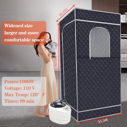 Large Portable Steam Room Sauna Tent, Sauna Box for Home with 3L 1000W Steamer Personal Sauna Room Full Body Home Spa Saunas for Indoor Use,With Folding Chair,Remote Control