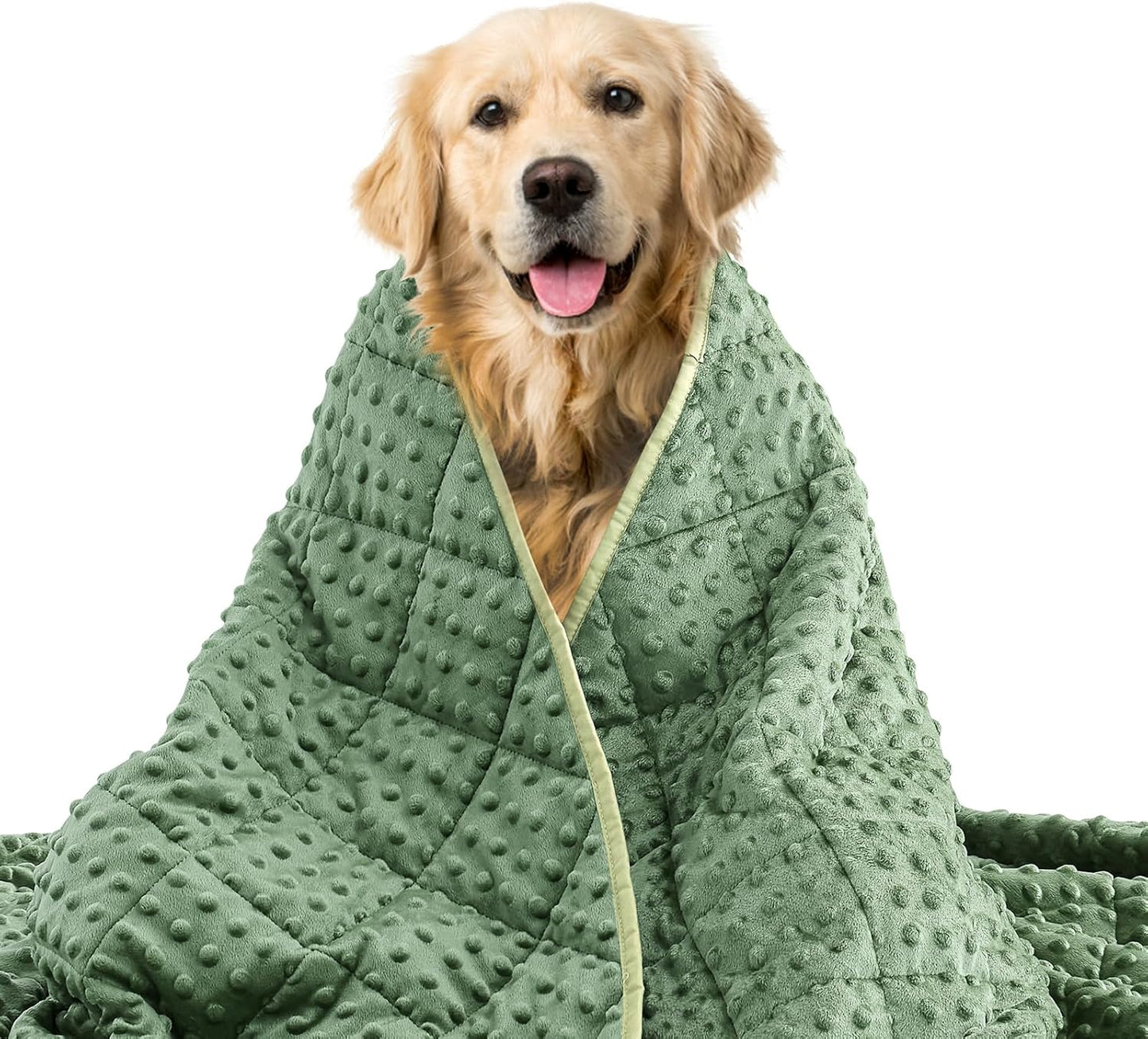 Weighted Blanket for Dogs, 5 Lb Thunder Blankets Shirt for Dogs, 36 X 48 Inch Medium Puppy Blanket for 45-65Lb, Weighted Pet Blankets for Thunderstorms, Fireworks and Construction Noise, Moss