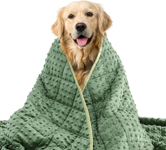 Weighted Blanket for Dogs, 5 Lb Thunder Blankets Shirt for Dogs, 36 X 48 Inch Medium Puppy Blanket for 45-65Lb, Weighted Pet Blankets for Thunderstorms, Fireworks and Construction Noise, Moss