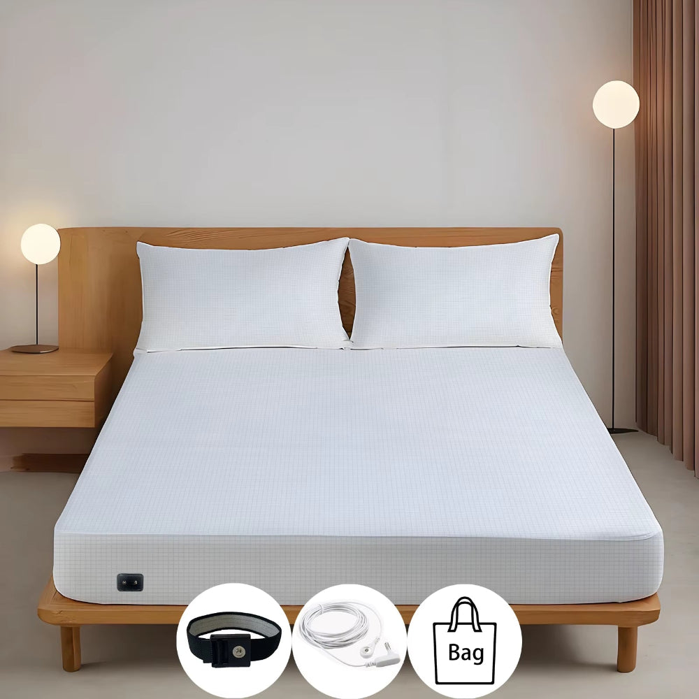 10% Silver Fiber Earthing Fitted Bed Sheets Conductive Grounded Bedsheet Anti-Esd Relieve Pressure Improve Health